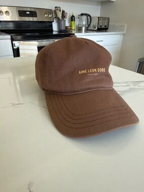 Aime Leon Dore Chocolate Brown Baseball Cap with Gold Logo